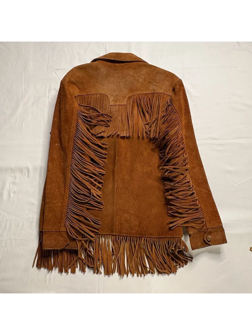 Vintage 1970s Unbranded Western Suede Fringe Jacket - Cognac